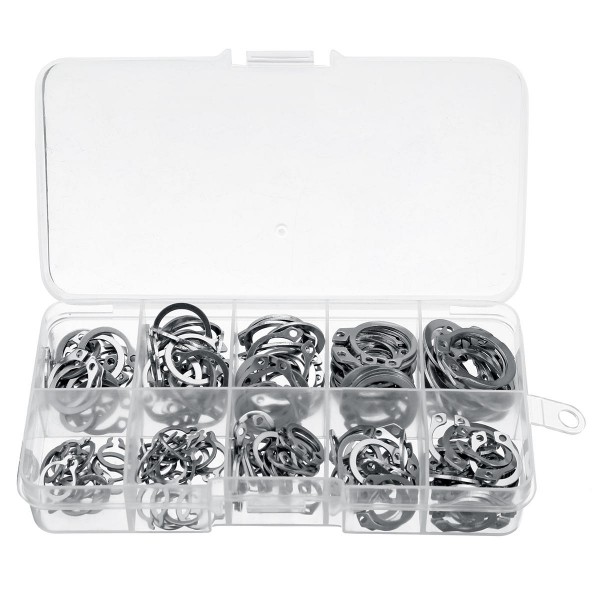 200Pcs Boxed 304 Stainless Steel Shaft with Circlip Ring C-type Circlip M8-M18