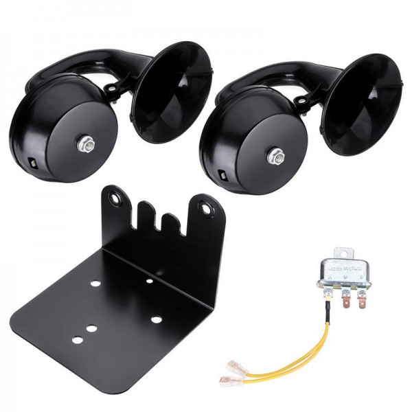 12V 130hz 126db/130db Single/Double Snail Air Horn Elbow Whistle Black Alloy For Car Trucks