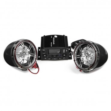 12V Motorcycle Audio Speaker Sound System w/ LCD SD USB MP3 FM Radio