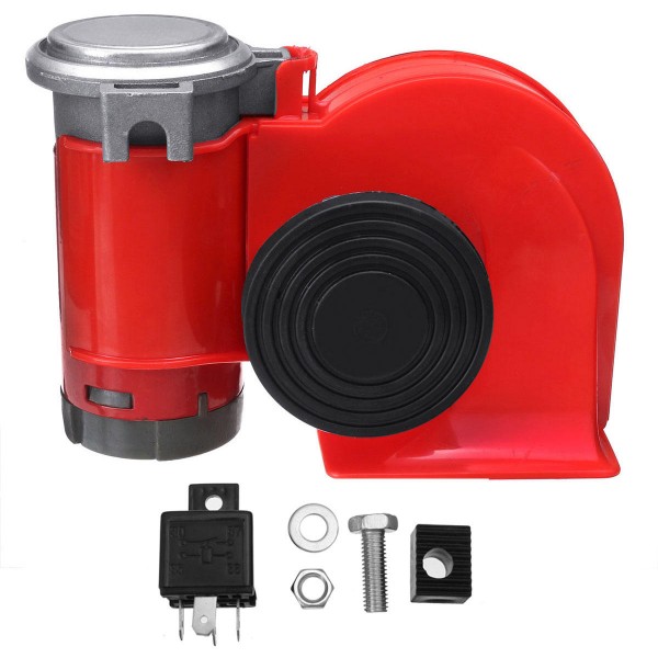 24V 300dB Red Dual Tone Electric Pump Air Loud Horn Snail Compact For Car Truck Motorcycle