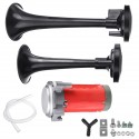 24V Air Horn Train Kit Dual Trumpet Ultra Loud For Car Truck Motorcycle Black