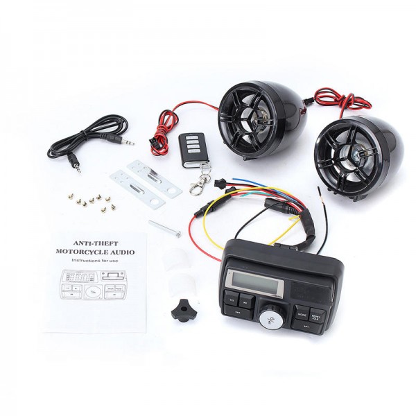 3 in 1 Motorcycle Stereo Speaker Audio SB SD Music MP3 Anti-theft Alarm System