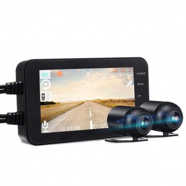 4inch FHD Dual 1080P+720P 140° Motorcycle DVR WIFI Dash Waterproof Camera Video Recorder Camcorder