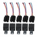 5Pcs 12V SPDT Automotive Relay 5 Pin 5 Wires With Harness Socket Relay Socket Wire