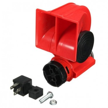 DC 12V Red Twin Tone Air Blast Electric Horn Loudspeaker Steam With Relay For Motor Bike Car Boat