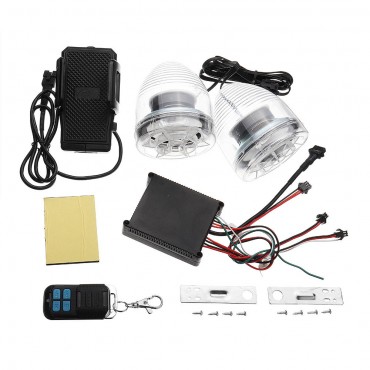 Motorcycle Alarm Sound System Amplifier MP3 Speakers Anti-Theft System+FM+usb/sd