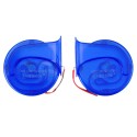 Pair 12V 110dB Universal Blue Super Loud Air Snail Horn For Car Van Motorcycle