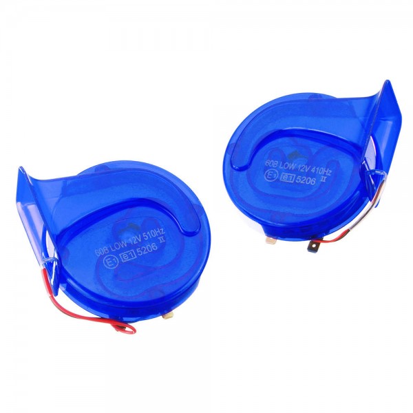 Pair 12V 110dB Universal Blue Super Loud Air Snail Horn For Car Van Motorcycle