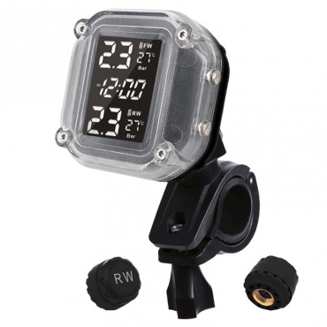 TP999 Wireless Motorcycle TPMS LCD Display Waterproof Tire Pressure Monitoring System Temperature