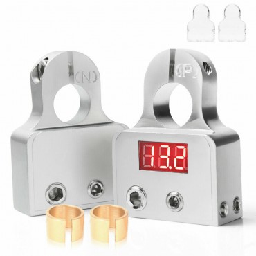 2Pcs Digital Battery Terminal Connectors With Voltmeter 0/4/8 Gauge Power Post