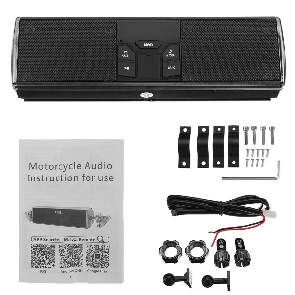 LED Handlebar bluetooth Motorcycle Stereo Speakers Audio System MP3 For ATV UTV 4Wheeler