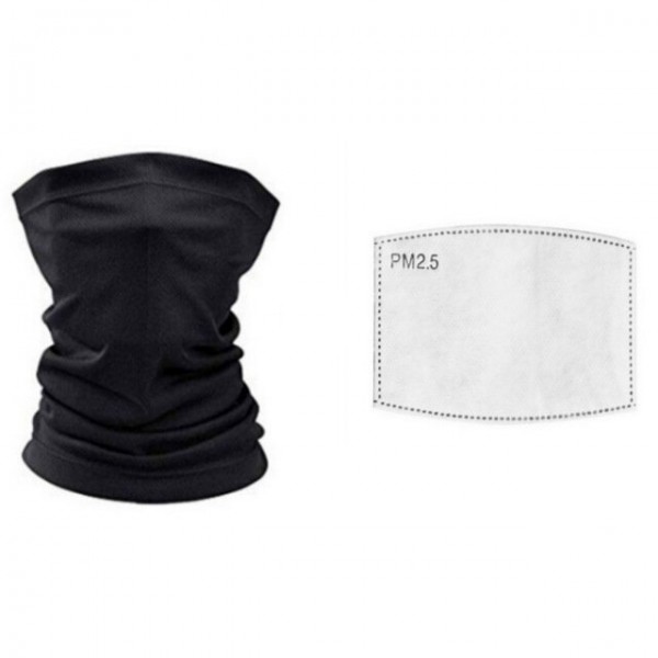 Adult Black Head Face Neck Gaiter Tube Bandana Scarf Cover Carbon Filters For Motorcycle Racing Outdoor Sports