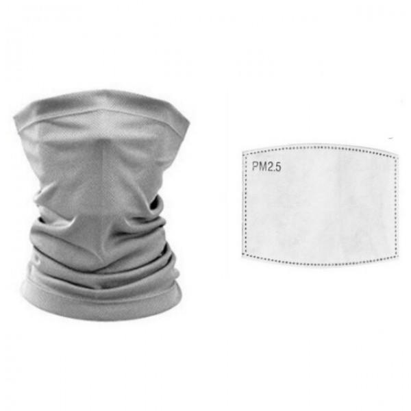 Adult Gray Head Face Neck Gaiter Tube Bandana Scarf Cover Carbon Filters For Motorcycle Racing Outdoor Sports