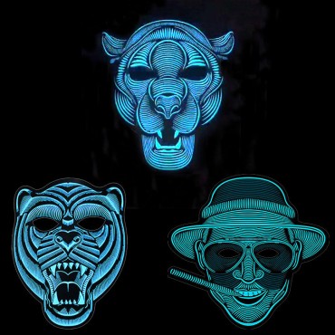 Halloween Cool Sound Voice Control LED Light Up Glowing Cosplay Party Mask Face