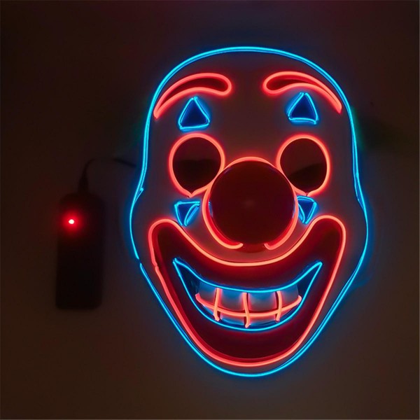 Halloween Dual Color Glowing Clown Mask Full Face Clown Party Costume Evil Creepy Horror Cosplay