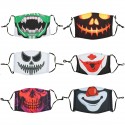 Halloween Scary Print Dust Washable Reusable Filter & Reusable Mouth Warm Mask