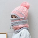 Kids Childen Girls Boys Knitted Beanie Scarf Mask Set Warm Winter Fleece Winter Ski Hat Pompom