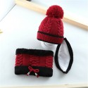 Kids Childen Girls Boys Knitted Beanie Scarf Mask Set Warm Winter Fleece Winter Ski Hat Pompom