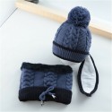 Kids Childen Girls Boys Knitted Beanie Scarf Mask Set Warm Winter Fleece Winter Ski Hat Pompom