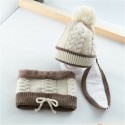 Kids Childen Girls Boys Knitted Beanie Scarf Mask Set Warm Winter Fleece Winter Ski Hat Pompom