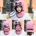 Men Women Winter Bomber Hats With Face Mask Plush Earflap Russian Ushanka with Goggles Warmer Windproof Thicken
