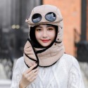 Men Women Winter Bomber Hats With Face Mask Plush Earflap Russian Ushanka with Goggles Warmer Windproof Thicken