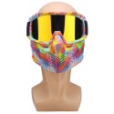 Motorcycle Cycling Skiing Mask+Goggles Detachable Windproof For Open Face Half Helmet
