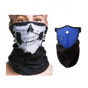 Motorcycle Face Neck Ski Warm Mask Blue and Face Mask Scarf