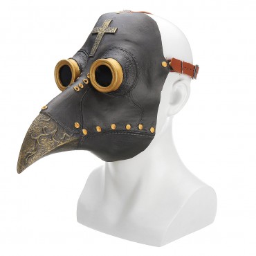 Plague Doctor Mask Halloween Costume Bird Long Nose Beak PU Leather Steampunk