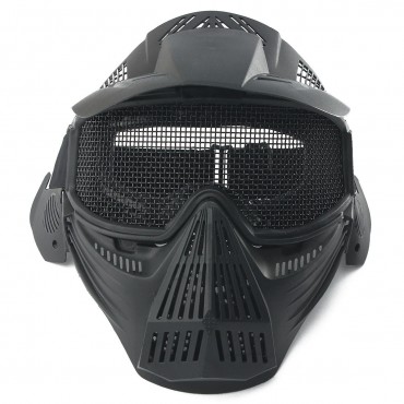 Tactical Airsoft Pro Full Face Mask with Safety Metal Goggles Protection