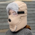 Winter Men Original Design Warm Hat Women Waterproof Hood Hat With Windproof Glasses Face Mask Ear Muffers