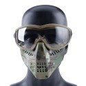 Tactical Glasses+Half Face Mask Removable Outdoor CS Military Protective Mask