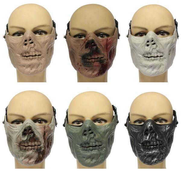 Zombie Skeleton Half Face Mask Military Hunt Halloween Costume Party