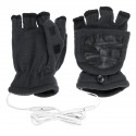 1 Pair USB Electric Heated Gloves Winter Warm Soft Fingerless Mitten Unisex