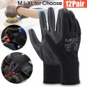 12Pairs PU Nitrile Coated Safety Work Gloves Garden Builders Grip Anti-slip Size M/L/XL