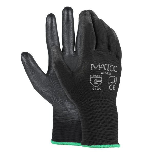 12Pairs PU Nitrile Coated Safety Work Gloves Garden Builders Grip Anti-slip Size M/L/XL