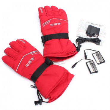 3.7V 2000MA 45° Electric Heated Warmer Gloves Motorcycle Motor Bike Outdoor Skiing Climbing Red M XL