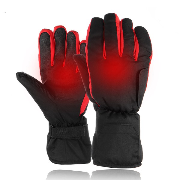 Electric Heated Gloves Hands Warm Winter Warmer Waterproof Black Red Motorcycle