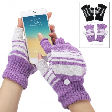 Electric USB Heated Motorcycle Gloves Winter Warmer Unisex Knitting Thermal Glove Xmas Gift