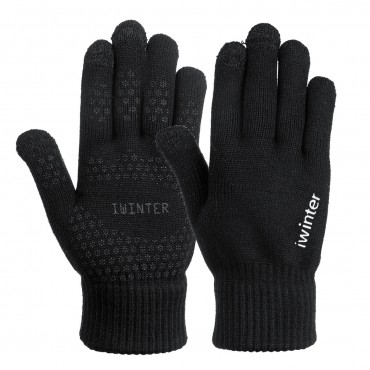 Knitted Touch Screen Outdoor Gloves Motorcycle Winter Warm Windproof Fleece Lined Thermal Non-slip