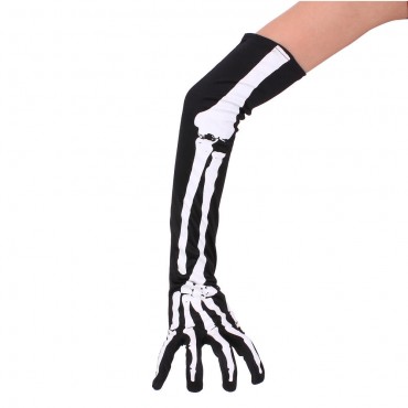 Long Hand Sleeves Bones Gloves Halloween Cosplay Props