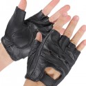 Medium Fingerless Leather Motorcycle Glove Vented Cowhide Multi-use