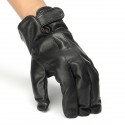 Men Leather Full Finger Gloves Winter Warm Motorcycle Driving Black Waterproof