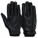 Men Sheepskin Leather Gloves Autumn Winter Warm Touch Screen Full Finger Black Gloves