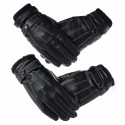 Men Sheepskin Leather Gloves Autumn Winter Warm Touch Screen Full Finger Black Gloves