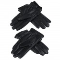 Men Sheepskin Leather Gloves Autumn Winter Warm Touch Screen Full Finger Black Gloves