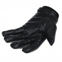 Men Sheepskin Leather Gloves Autumn Winter Warm Touch Screen Full Finger Black Gloves