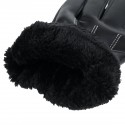 Men Sheepskin Leather Gloves Autumn Winter Warm Touch Screen Full Finger Black Gloves