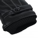 Men Sheepskin Leather Gloves Autumn Winter Warm Touch Screen Full Finger Black Gloves