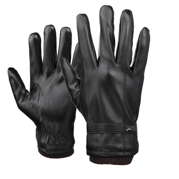 Mens Touch Screen Gloves PU Leather Winter Warm Waterproof Fleece Lined Thermal